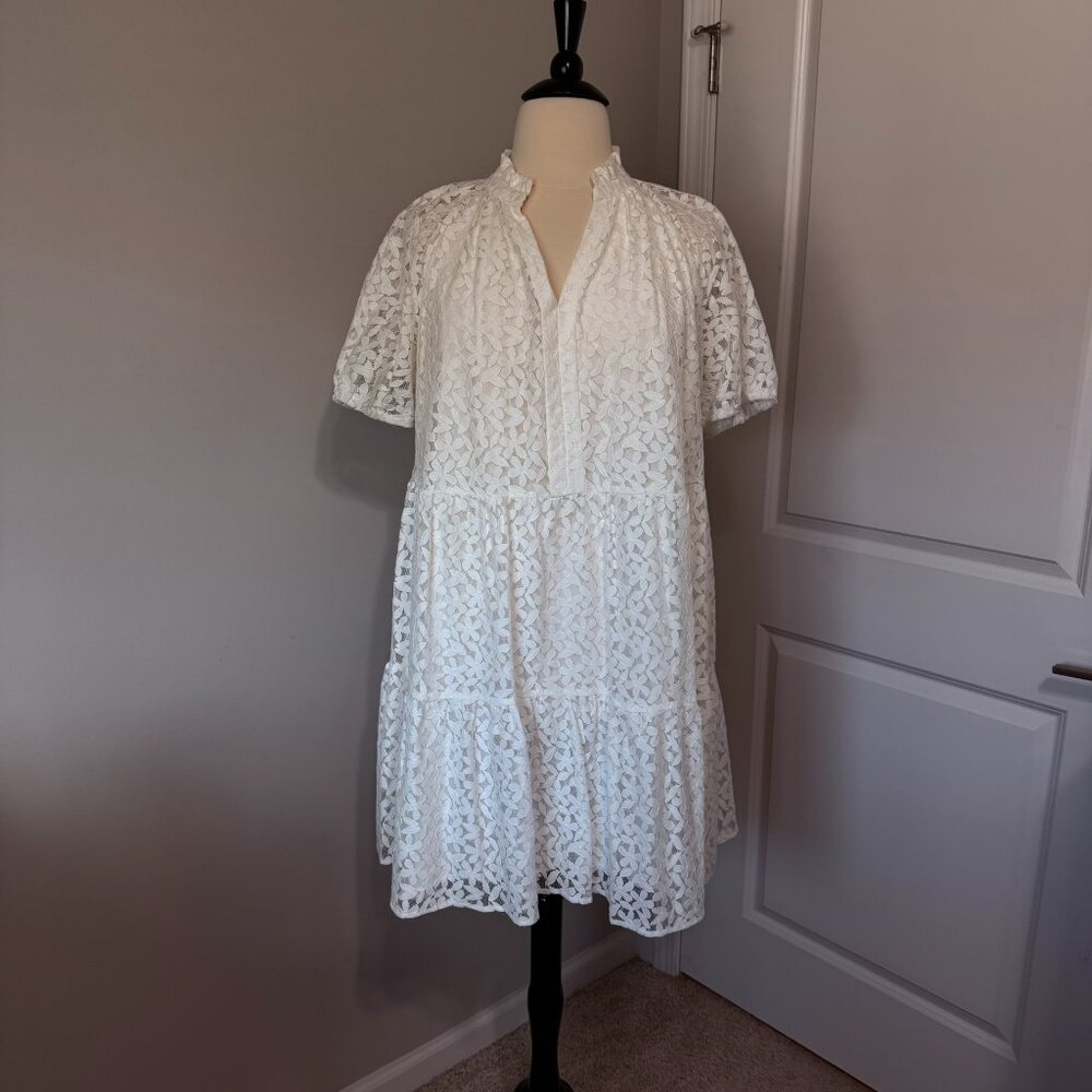 CeCe White Floral Lace Tiered Dress – Size 3X